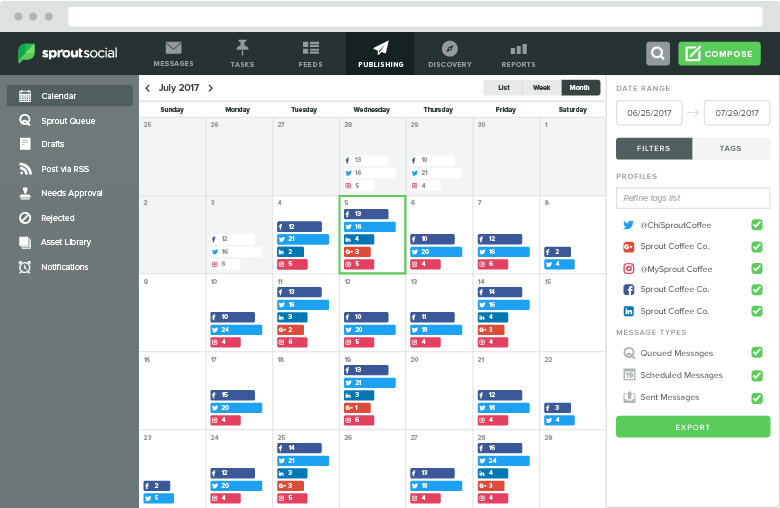 Sprout Social Calendar Screen
