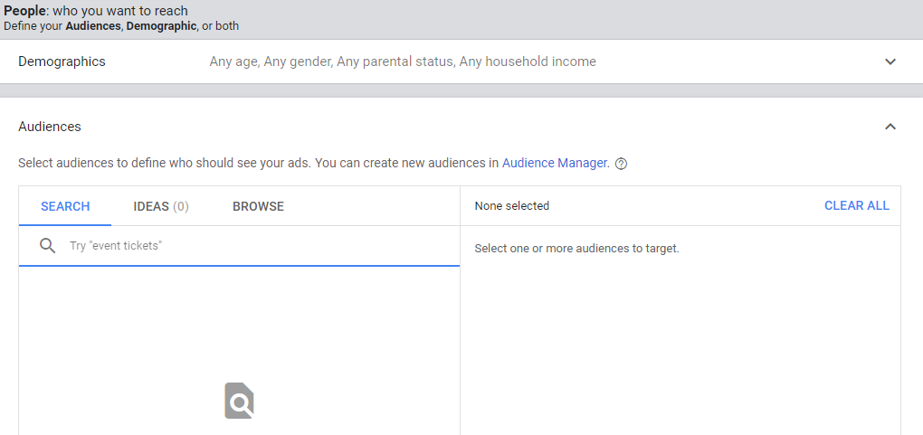 target audience and demographic options for youtube video ads