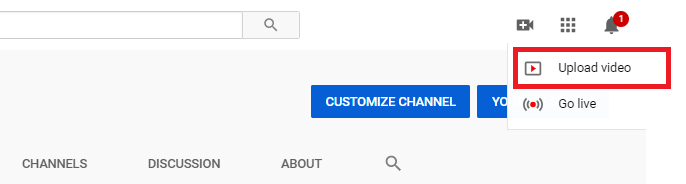 video upload button on youtube