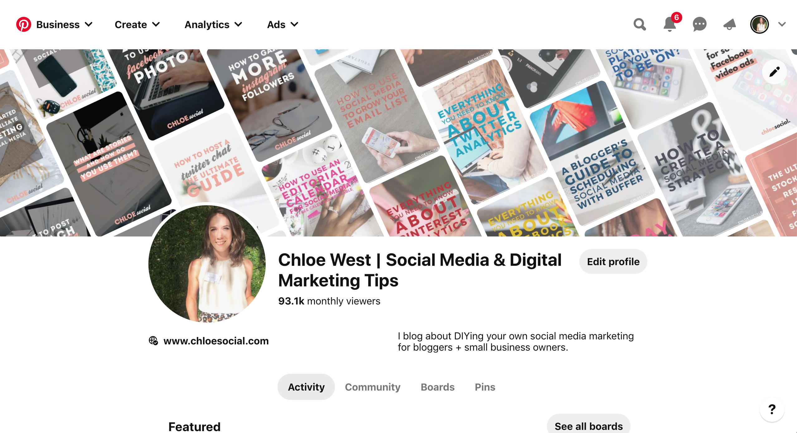 benefits of pinterest - pinterest business profile