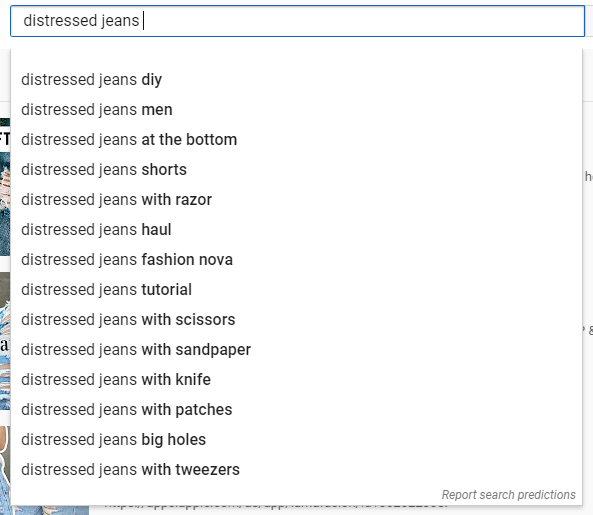 distressed jeans YouTube SEO keyword ideas