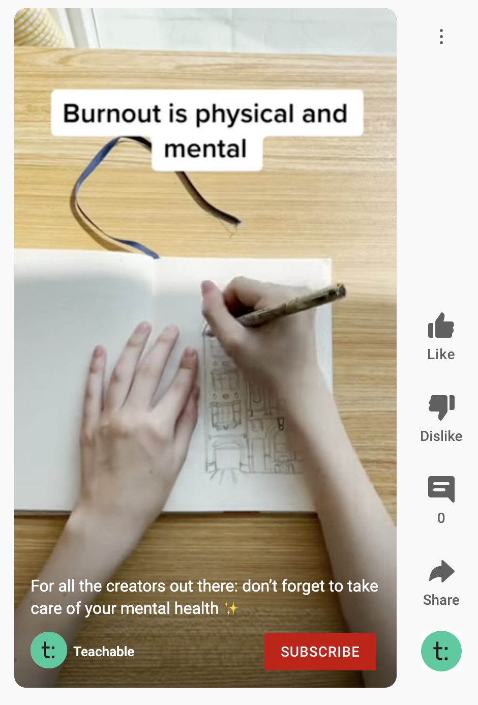 YouTube Short example from Teachable.