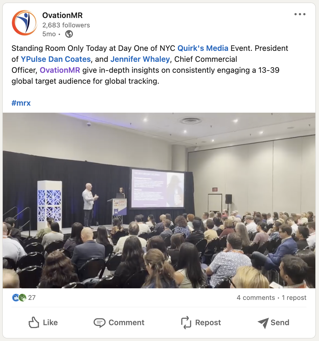 A screenshot of a LinkedIn post from OvationMR