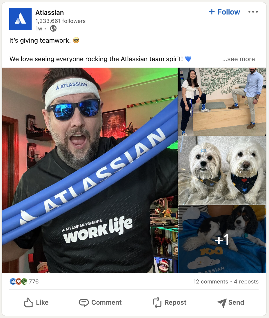 A screenshot of a LinkedIn post from Atlassian