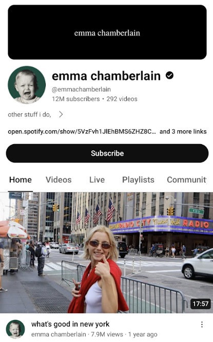 youtube influencer emma chamberlain