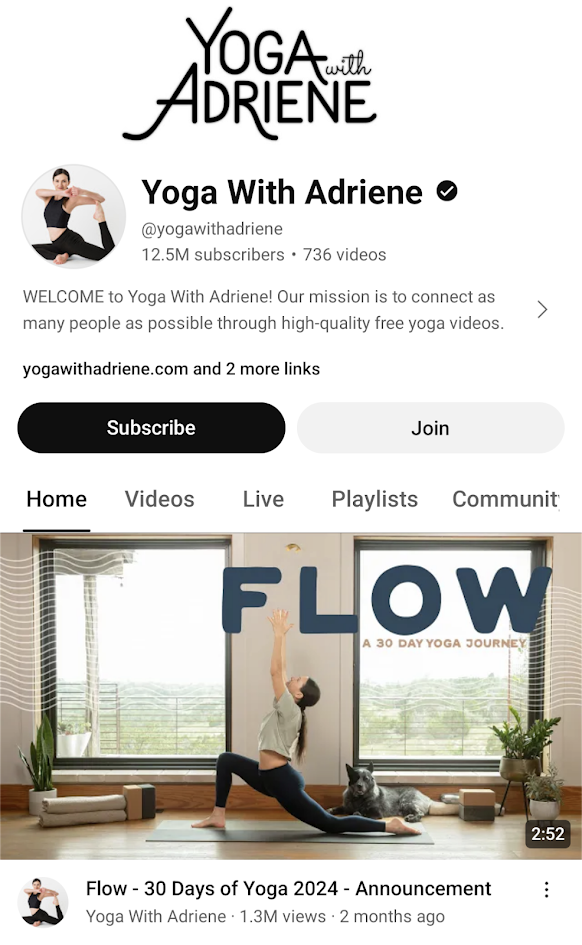 YouTube influencer Yoga with Adrienne