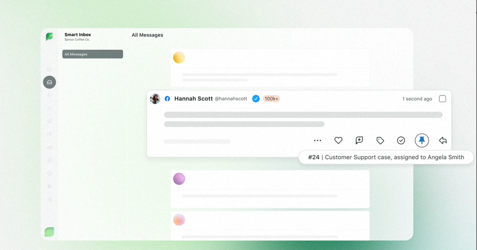 A product image of Social Customer Care by Sprout Social in action.