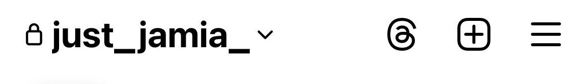 The top of an Instagram profile page with navigation icons for Threads on the right, next to the create content and settings icons. 
