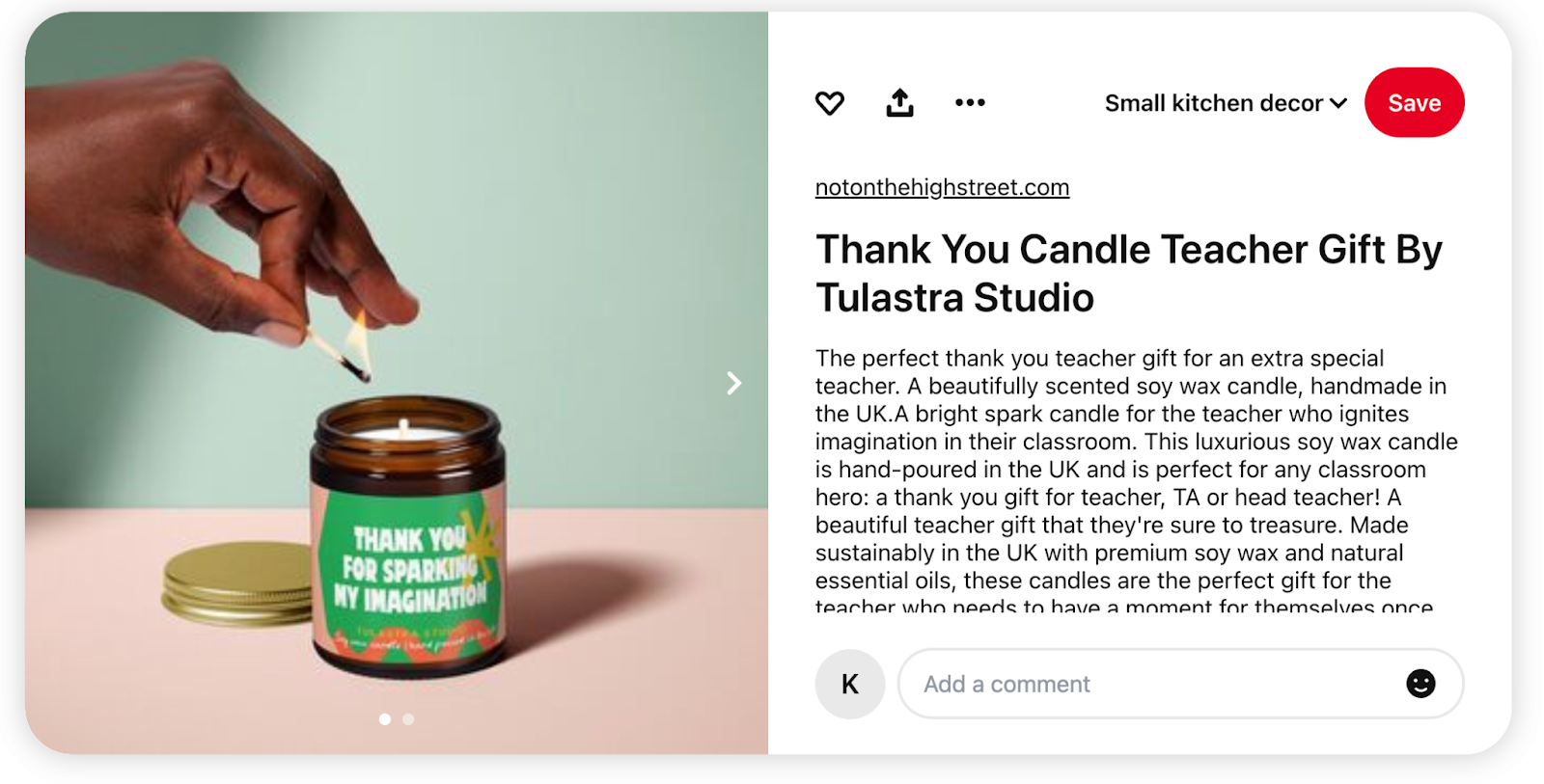 A Pinterest product post by Not On The High Street