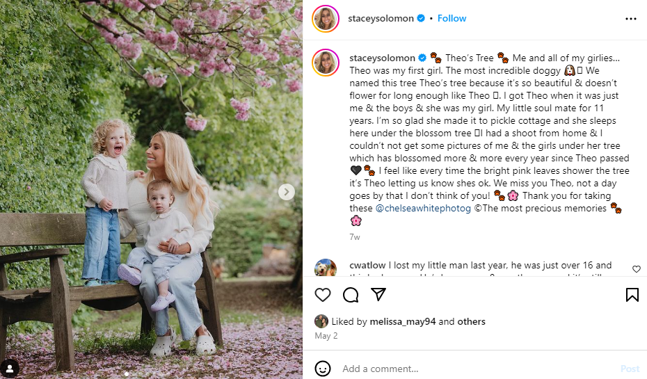 A family post on Stacey Solomon’s Instagram page