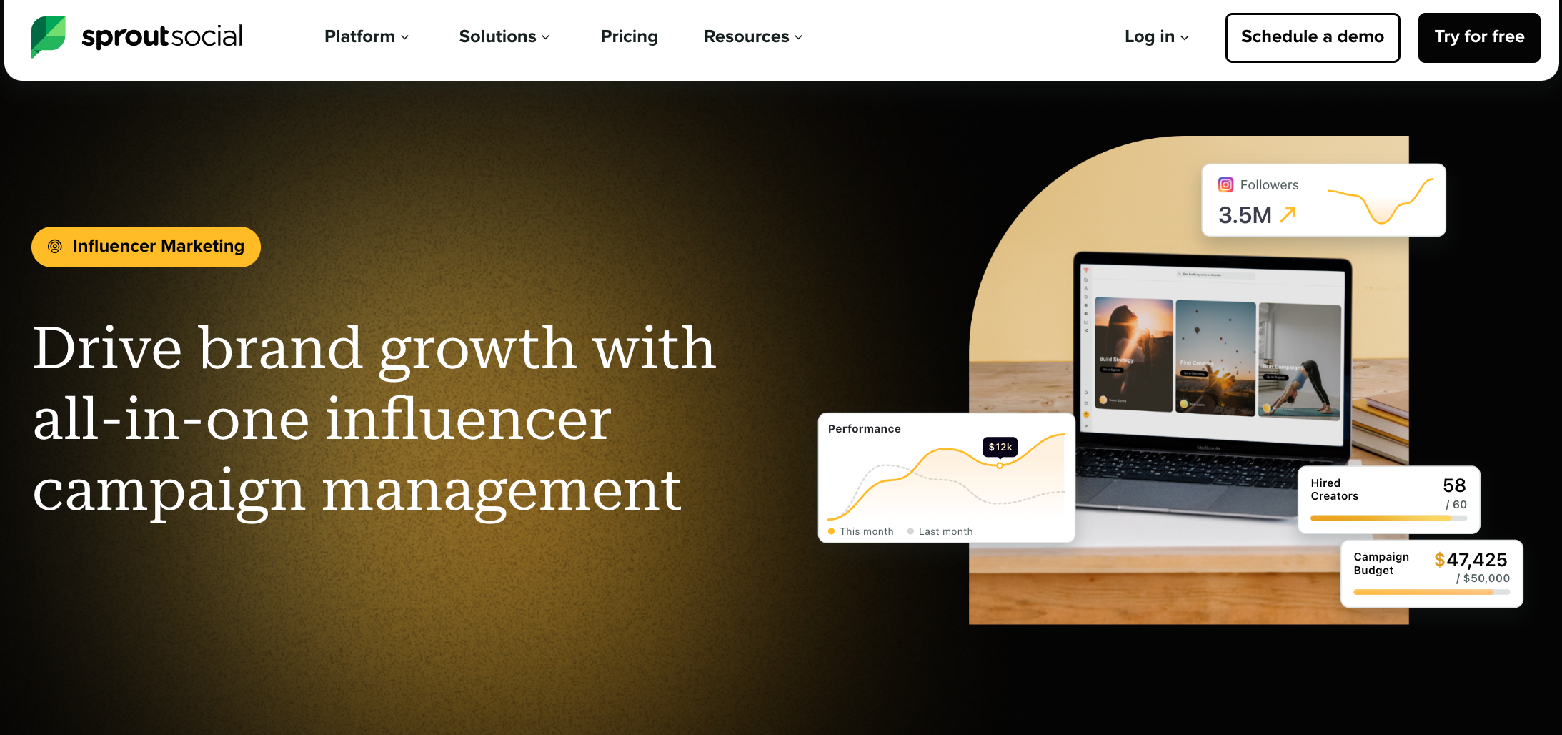 Sprout Social influencer marketing platform page