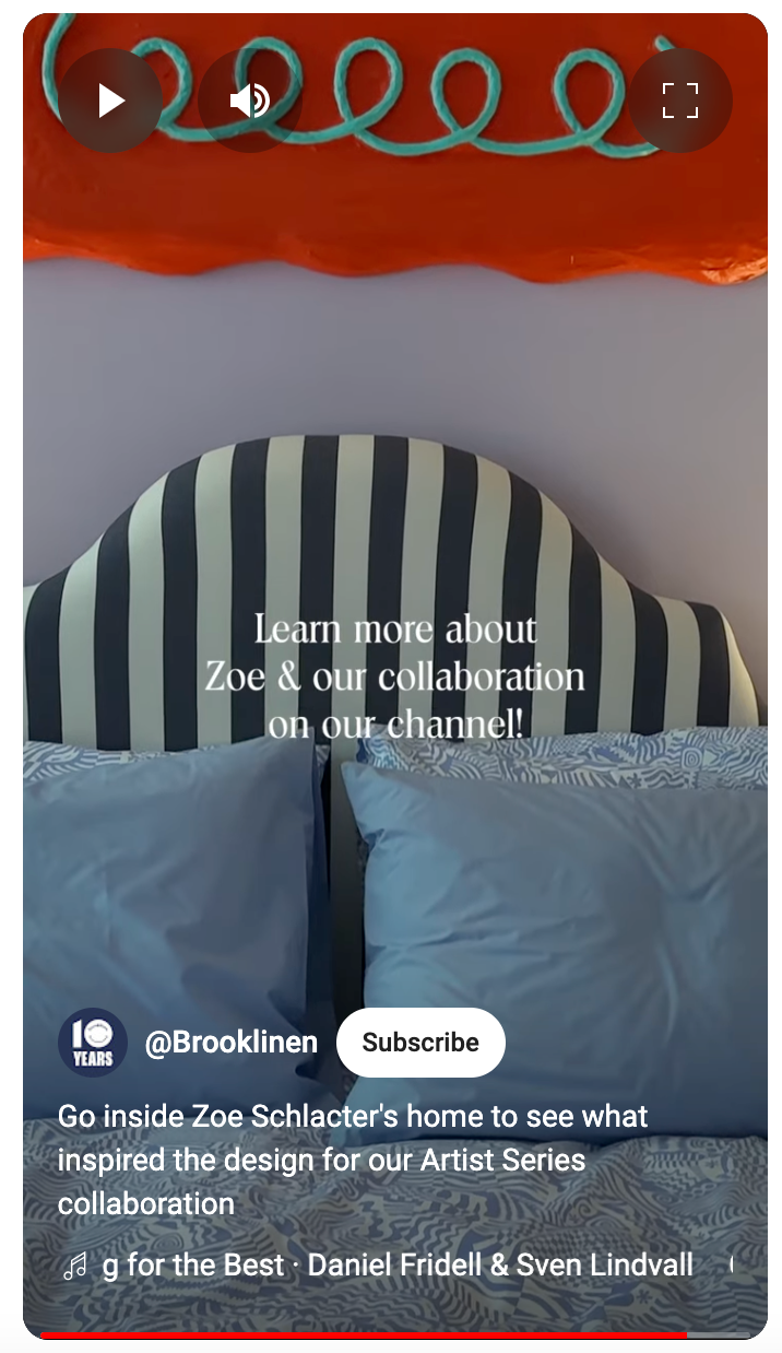 YouTube Short from Brooklinen based on a longer video. 