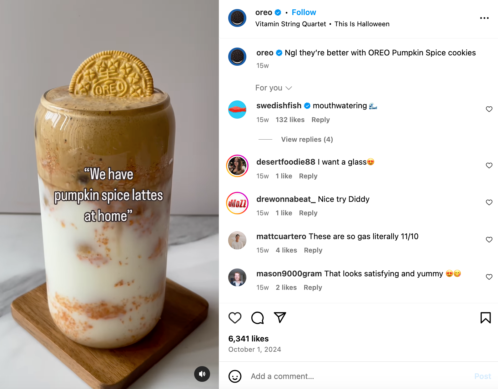An example of Oreo's Instagram Reel