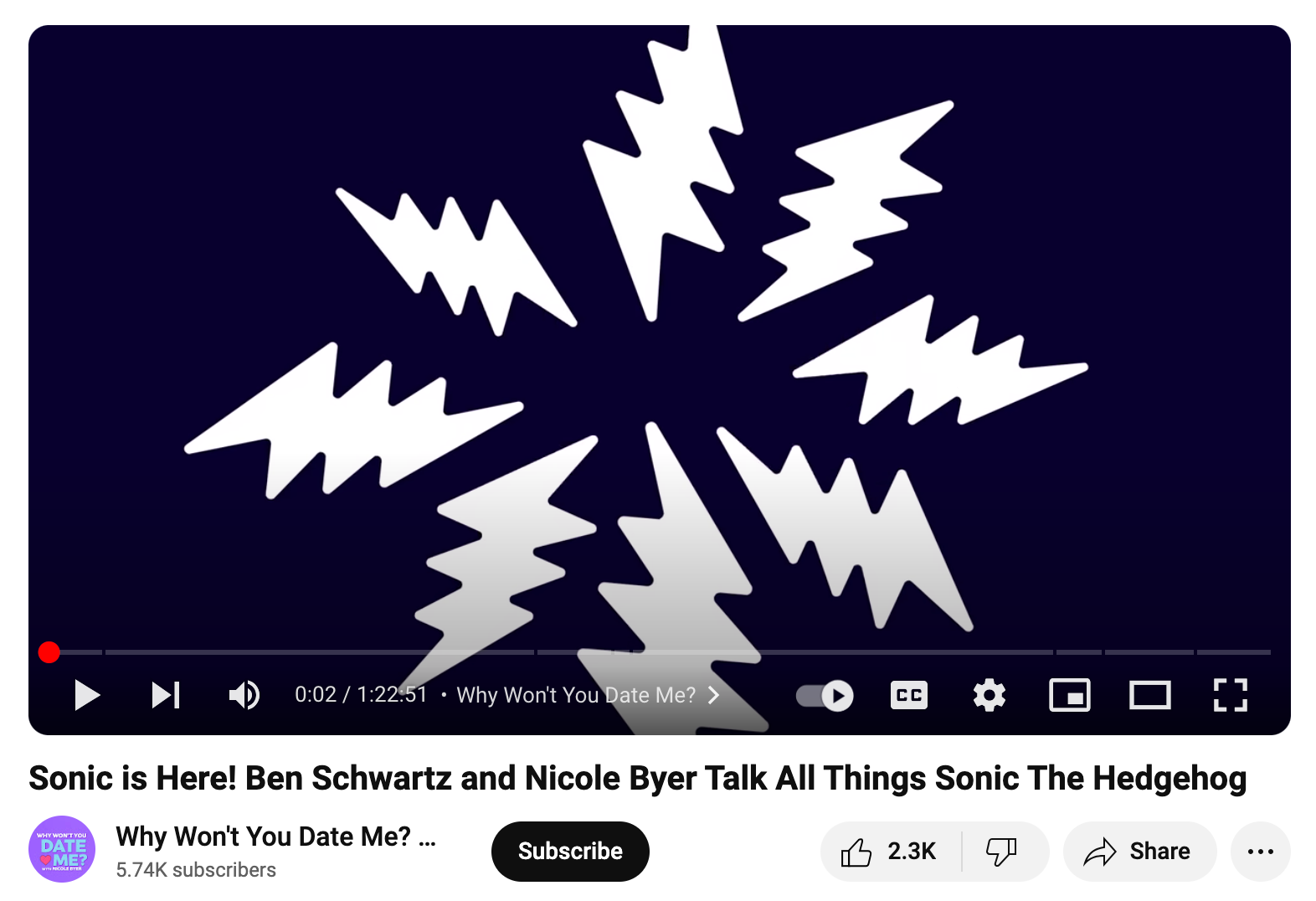 YouTube Video podcast episode of Why Won’t You Date Me? By Nicole Byer.