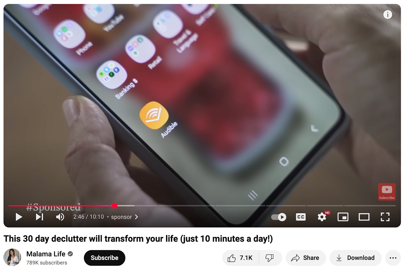 Sponsored challenge from YouTube influencer Malama Life