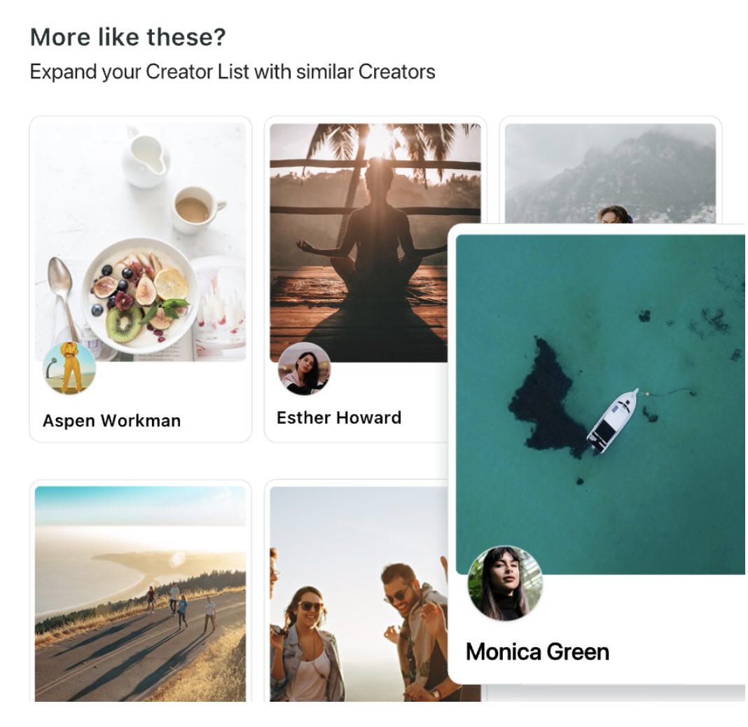 Sprout Social’s Influencer Marketing tool showing recommended lifestyle, wellness and travel creators to expand a Creator List.