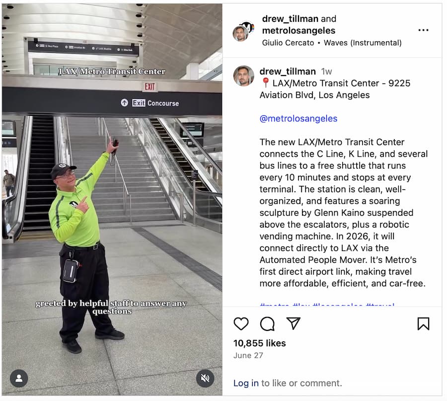 An influencer video about the new LAX Metro LA station grand opening.