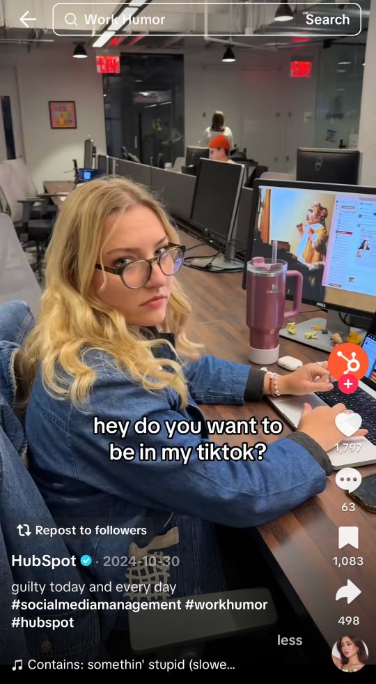 HubSpot skit example on TikTok